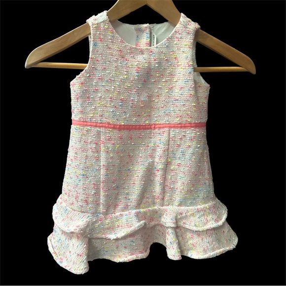 Janie and Jack Pink Tweed Boucle Ruffle Dress 18-24 Months - Picture 1 of 4
